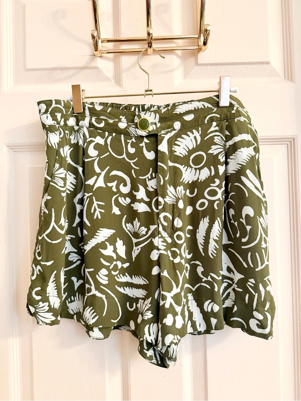 Floral green Anthropologie shorts
